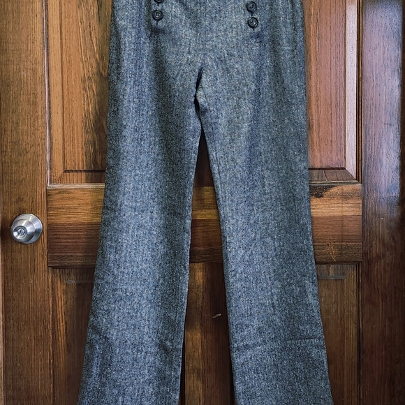 MAG Wool Silk Blend Herringbone Trouser Sailor Button Front NWOT Vintage Size 6 - Picture 1 of 8
